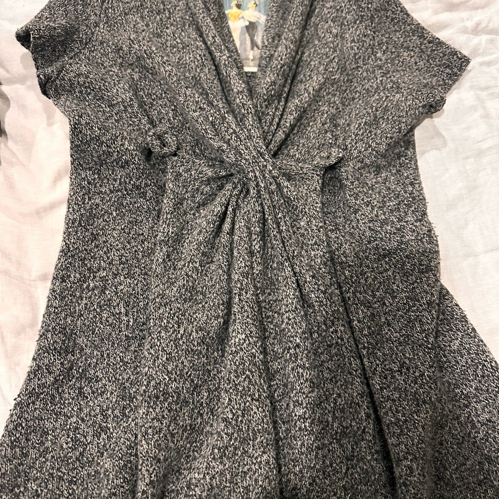 Gray Knit Wrap Dress